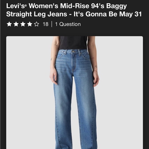 NWT Levi'so Women's Mid-Rise 94's Baggy
Straight Leg Jeans -It's Gonna Be May 31 - Picture 4 of 4